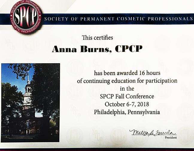SPCP Fall Conference continuing education certificate awarded to Anna Burns, CPCP, Philadelphia 2018
