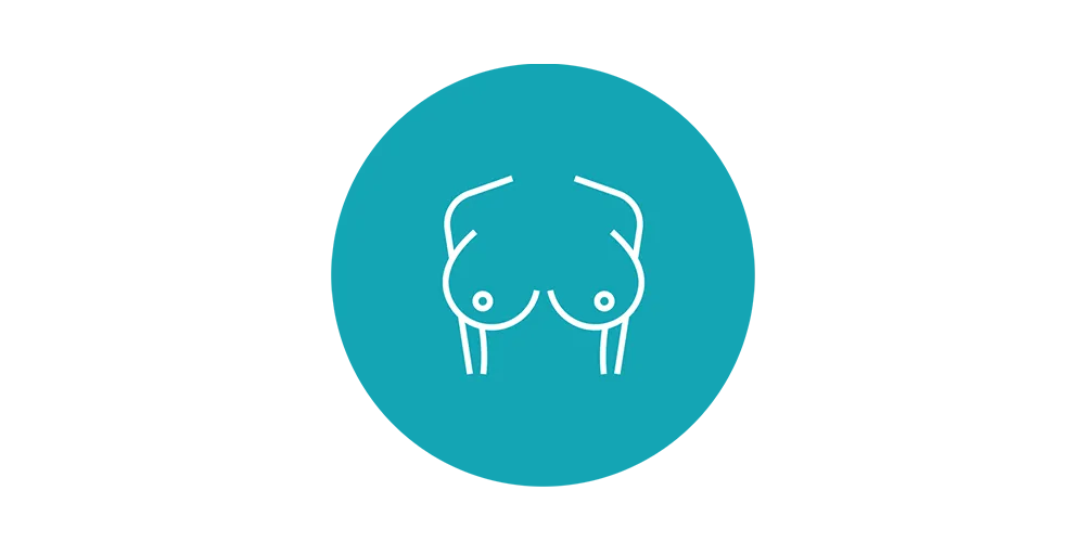 Areola restoration tattoo service icon in teal line illustration