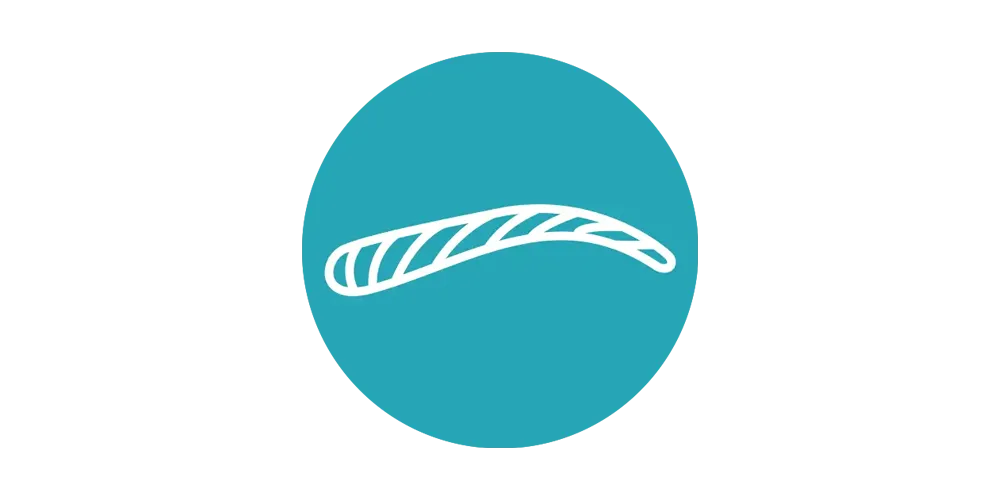 Nano brows and microblading eyebrow service icon in teal line illustration
