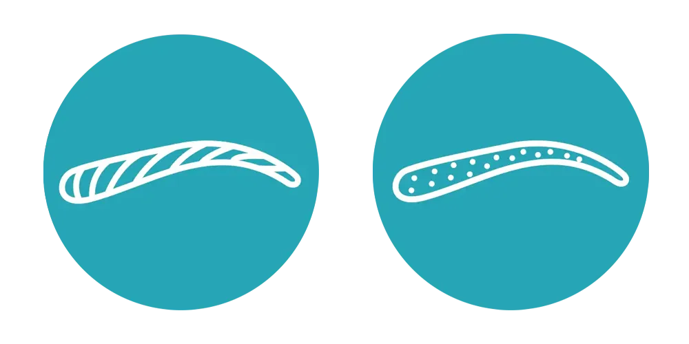 Nano and ombre powder brows service icon in teal line illustration